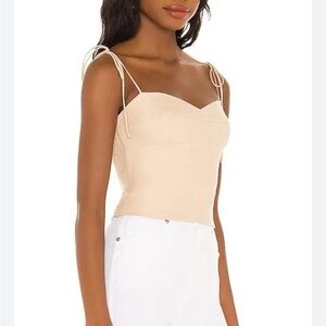 Amanda Uprichard Linen Cava Top in Beige Size Medium